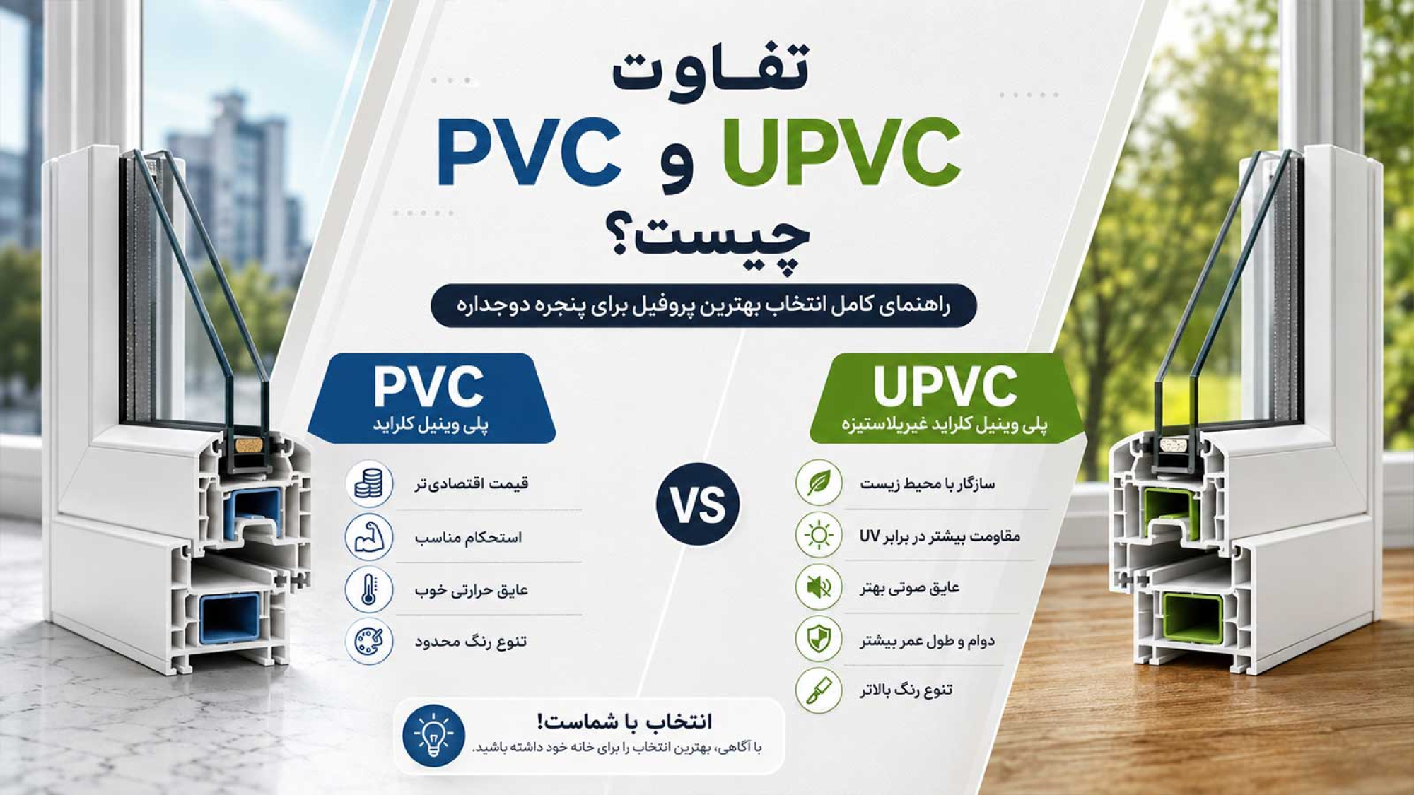 تفاوت پنجره پی وی سی و یو پی وی سی