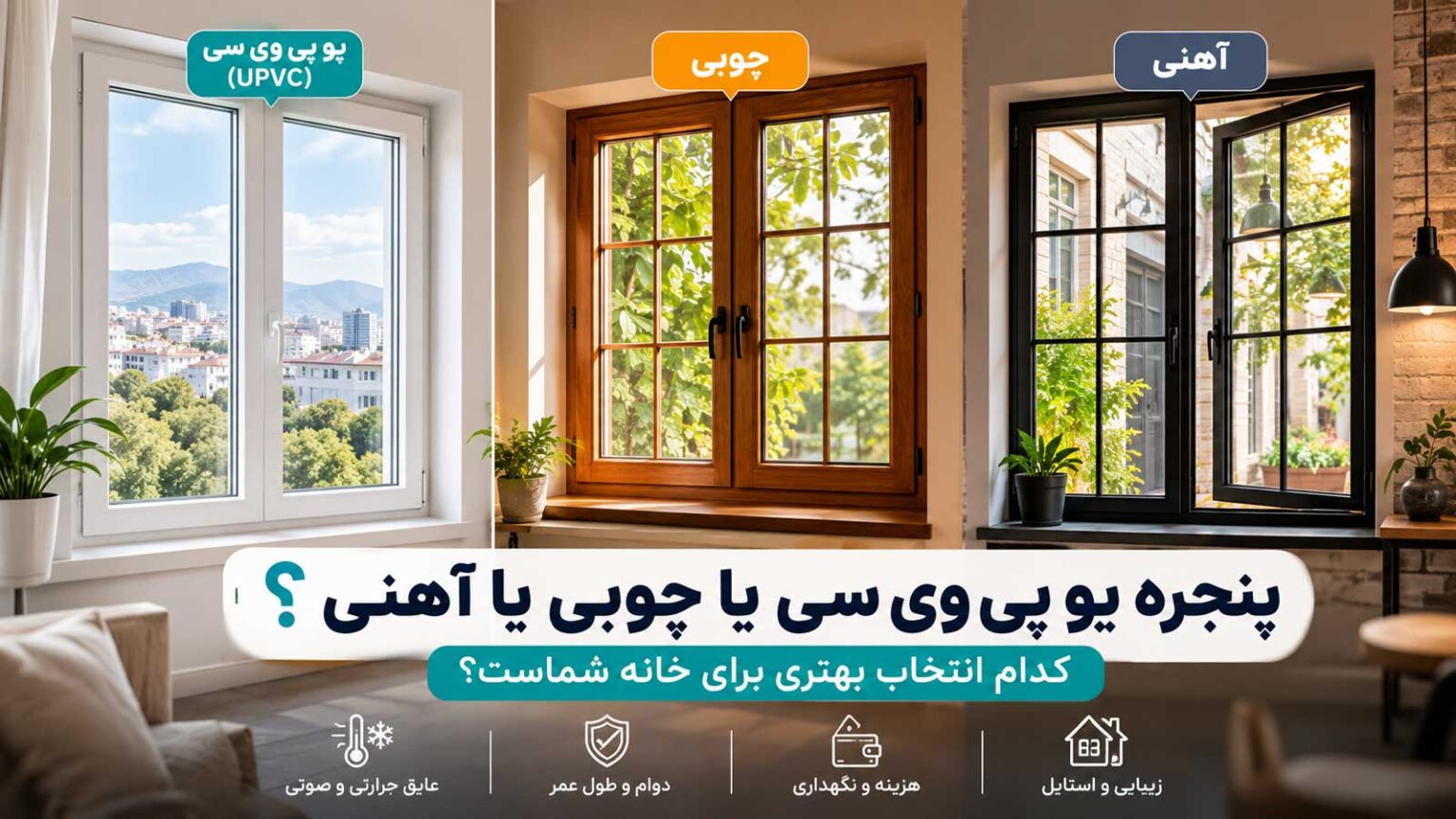 پنجره UPVC، چوبی یا آهنی